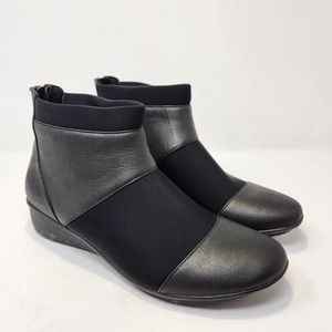 Revere Womens Cologne Black Leather Comfort Ankle Boots 11 M Zipper Low Heel